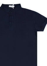 Κοντομάνικη μπλούζα GUF - 00124-5 - mao polo slim fit tee μπλε σκούρο