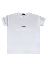 CLOSE SOCIETY Ανδρική κοντομάνικη μπλούζα λευκή Calligraphy black logo 100-15-white