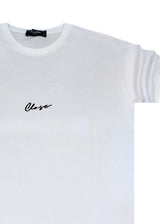 CLOSE SOCIETY Ανδρική κοντομάνικη μπλούζα λευκή Calligraphy black logo 100-15-white