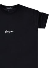 CLOSE SOCIETY Ανδρική κοντομάνικη μπλούζα μαύρη Calligraphy White Logo 100-16-black