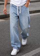 GUF CLOTHING Ανδρικό τζιν παντελόνι Baggy με λάστιχο στη μέση 133-6-denim