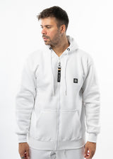 Ανδρική ζακέτα φούτερ με κουκούλα New wave clothing -1400- basic logo zip-up hoodie - white