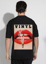 Αντρική κοντομάνικη μπλούζα Vinyl Art Clothing - 75930-01 - sizzle lips oversized tee μαύρο