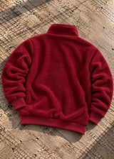 NEW WAVE - Ανδρική φούτερ με κολάρο half zip sherpa design - Μπορντό 232-39