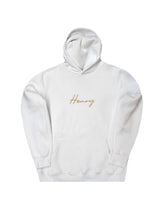 Ανδρικό μακρυμάνικο φούτερ με κουκούλα Henry clothing-3-306-calligraphy gold logo λευκό