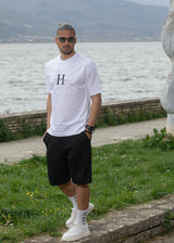 Ανδρική κοντομάνικη μπλούζα Henry clothing - 3-612 - H logo λευκό