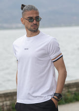 HENRY CLOTHING Ανδρική κοντομάνικη μπλούζα λευκή basic logo 3-615-white
