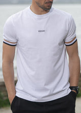 HENRY CLOTHING Ανδρική κοντομάνικη μπλούζα λευκή basic logo 3-615-white