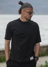 HENRY CLOTHING Ανδρική κοντομάνικη μπλούζα Simple overisized fit μαύρο 3-624-black