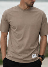 HENRY CLOTHING Ανδρική κοντομάνικη μπλούζα Simple overisized fit tee καφέ 3-624-brown