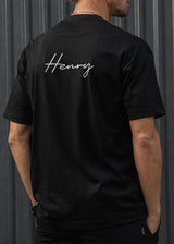 HENRY CLOTHING Ανδρική κοντομάνικη μπλούζα μαύρη Henry Calligraphy 3-633-black