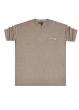 HENRY CLOTHING Ανδρική κοντομάνικη μπλούζα camel Henry Calligraphy 3-633-brown