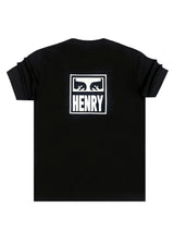 HENRY CLOTHING - Ανδρικό relaxed oversized t-shirt - Μαύρο3-638