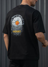 HENRY CLOTHING Ανδρική κοντομάνικη μπλούζα μαύρη Whisper Words 3-706-black