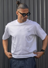 HENRY CLOTHING Ανδρική κοντομάνικη μπλούζα λευκή 3-709-white