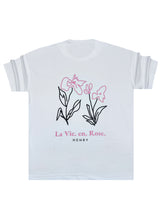 HENRY CLOTHING Ανδρική κοντομάνικη μπλούζα λευκή La Vie En Rose 3-729-white