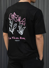 HENRY CLOTHING Ανδρική κοντομάνικη μπλούζα μαύρη La Vie En Rose 3-729-black
