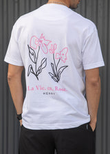 HENRY CLOTHING Ανδρική κοντομάνικη μπλούζα λευκή La Vie En Rose 3-729-white