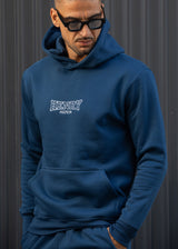 Ανδρικό φούτερ με κουκούλα Henry Clothing-3-757-branded logo hoodie μπλε