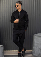 Ανδρική ζακέτα Henry Clothing-3-775-Alcantara signed logo zipper jacket μαύρο