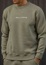 HENRY CLOTHING - Ανδρικό φούτερ regular fit - Χακί 3-811