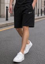 CLOSE SOCIETY Ανδρική βερμούδα μαύρη Calligraphy white logo 445-black