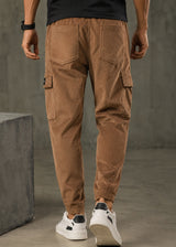 HENRY CLOTHING Ανδρικό παντελόνι cargo κοτλέ καφέ 5-102-brown