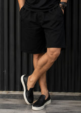 HENRY CLOTHING Ανδρική βερμούδα υφασμάτινη μαύρη 5-206-black