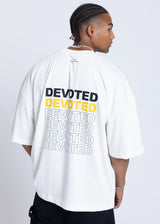 Ανδρική κοντομάνικη μπλούζα DEVOTED-55042W-white oversized Devoted Multi Logo Back