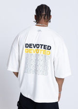 Ανδρική κοντομάνικη μπλούζα DEVOTED-55042W-white oversized Devoted Multi Logo Back