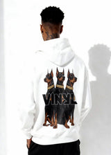 Ανδρικό μακρυμάνικο φούτερ με κουκούλα Vinyl Art Clothing-64450-02-Dogs Gang Hoodie oversized λευκή