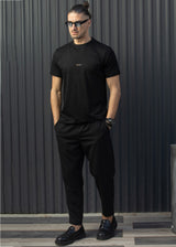 HENRY CLOTHING Ανδρική κοντομάνικη μπλούζα μαύρη 7-001-black