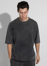 Αντρική κοντομάνικη μπλούζα Vinyl Art Clothing - 82520-01 - premium washed oversized tee μαύρο