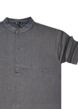 HENRY CLOTHING Ανδρικό κοντομάνικο πουκάμισο σκούρο γκρι mao 9-011-dark grey