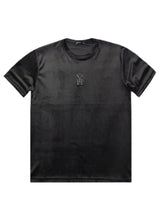 HENRY CLOTHING - Ανδρικό t-shirt velvet - Μαύρο 9-013