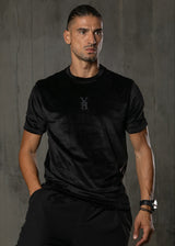 HENRY CLOTHING - Ανδρικό t-shirt velvet - Μαύρο 9-013