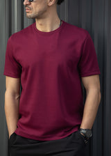 HENRY CLOTHING Ανδρική κοντομάνικη μπλούζα μπορντό 9-133-burgundy