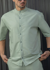HENRY CLOTHING Ανδρικό κοντομάνικο πουκάμισο μάο μέντα 9-136-mint