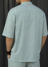 HENRY CLOTHING - Ανδρικό κοντομάνικο πουκάμισο mao - Βεραμάν 9-146