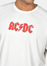 CLEVER CLOTHING Ανδρική κοντομάνικη μπλούζα λευκή AC/DC CT-26970-white