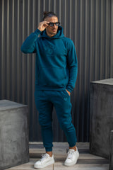 Ανδρικό φούτερ με κουκούλα Henry Clothing-3-752-Henry logo hoodie petrol