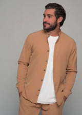 Ανδρικό μακρυμάνικο πουκάμισο μάο Ben Tailor-BENT.1138-MONACO mao shirt light brown