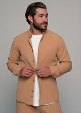 Ανδρικό μακρυμάνικο πουκάμισο μάο Ben Tailor-BENT.1138-MONACO mao shirt light brown