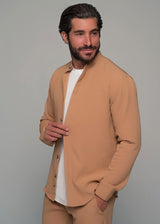 Ανδρικό μακρυμάνικο πουκάμισο μάο Ben Tailor-BENT.1138-MONACO mao shirt light brown
