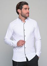 Ανδρικό μακρυμάνικο πουκάμισο μάο Ben Tailor-BENT.1168- Mao Design λευκό
