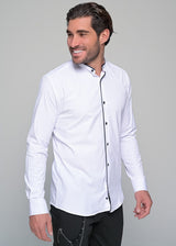 Ανδρικό μακρυμάνικο πουκάμισο μάο Ben Tailor-BENT.1168- Mao Design λευκό