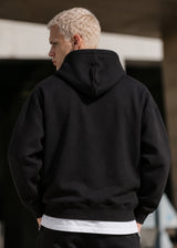 TWO BROTHERS Ανδρική ζακέτα φούτερ με κουκούλα basic logo zip-up - Μαύρη BF-26910