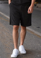 TWO BROTHERS Ανδρική βερμούδα μαύρη Terry Cloth BT-26780-black