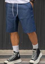 HENRY CLOTHING Ανδρική βερμούδα υφασμάτινη τύπου τζιν 8-112-blue