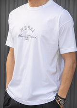 Ανδρική κοντομάνικη μπλούζα Henry Clothing - 3-734 - premium brand regular fit λευκό
